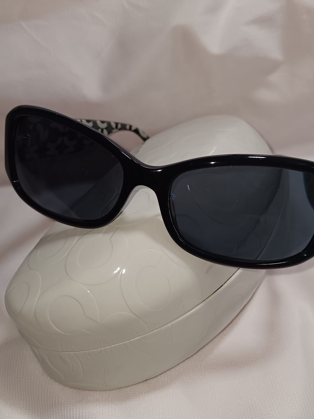 Coach S 2009 Designer Black Sunglasses Logo Rectangular Gradient Lens & Case EUC